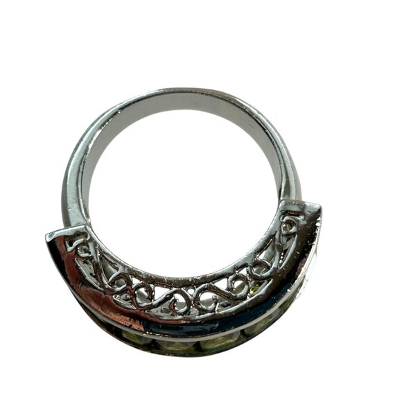 Park Lane Ring Silver Tone Green Crystal Band Statement Cocktail Jewelry 8.5 - Picture 3 of 11
